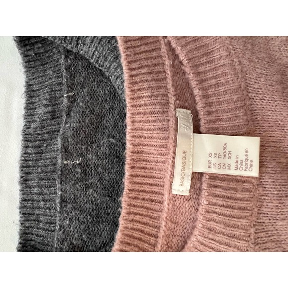 Bundle H&M Long-sleeved crewneck sweaters Gray & Powder Pink XS - Picture 3 of 8